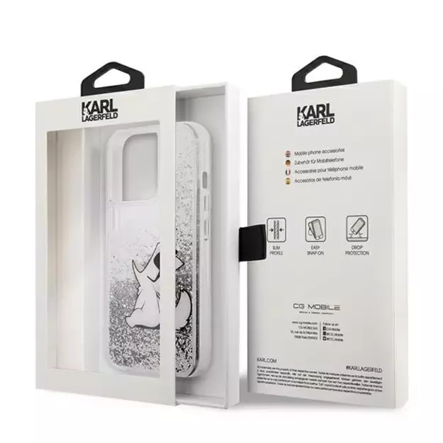 Karl Lagerfeld Liquid Glitter Choupette Fun case for iPhone 13 Pro Max 6.7&quot  - silver 14