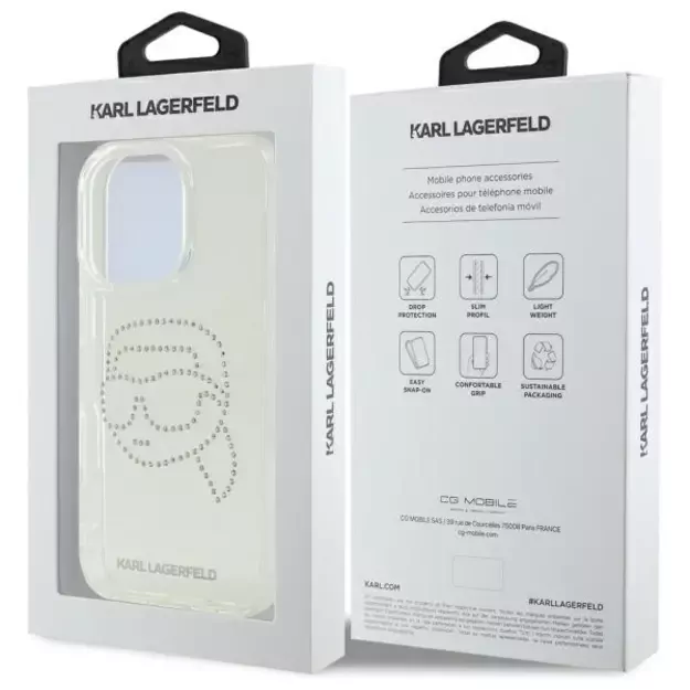Karl Lagerfeld KLHCP16XHKHDCELT iPhone 16 Pro Max 6.9&quot  transparent hardcase IML Rhinestones Karl Head 7