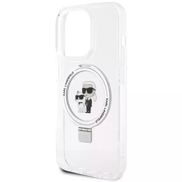 Karl Lagerfeld KLHMP15XHMRSKCH iPhone 15 Pro Max 6.7&quot  white/white hardcase Ring Stand Karl&amp Choupette MagSafe 12