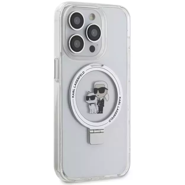 Karl Lagerfeld KLHMP15XHMRSKCH iPhone 15 Pro Max 6.7&quot  white/white hardcase Ring Stand Karl&amp Choupette MagSafe 10