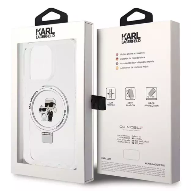 Karl Lagerfeld KLHMP15XHMRSKCH iPhone 15 Pro Max 6.7&quot  white/white hardcase Ring Stand Karl&amp Choupette MagSafe 14
