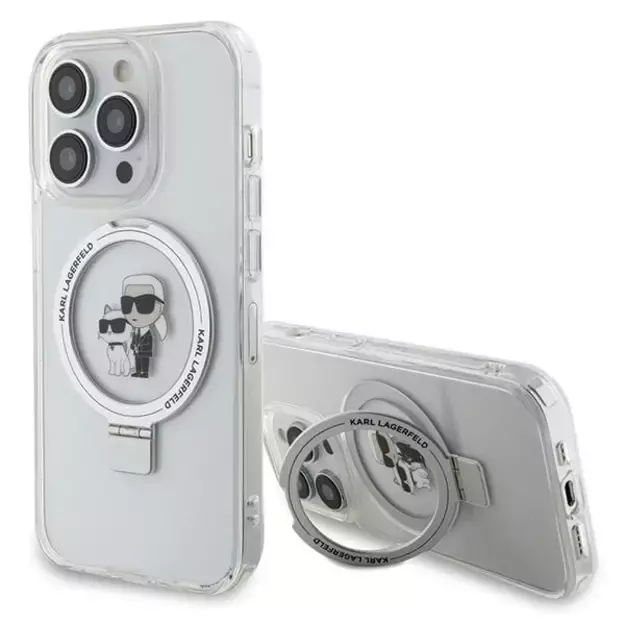 Karl Lagerfeld KLHMP15XHMRSKCH iPhone 15 Pro Max 6.7&quot  white/white hardcase Ring Stand Karl&amp Choupette MagSafe