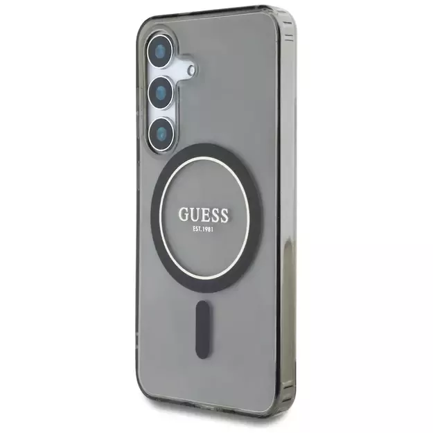 Guess Glitter Circle Classic Logo MagSafe case for Samsung Galaxy S25 black 1