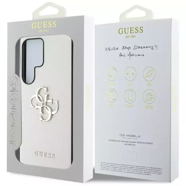 Guess Grained Big 4G Logo Small Classic Logo Case for Samsung Galaxy S25 Ultra beige 12