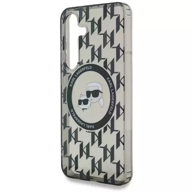 Case Karl Lagerfeld Button Karl&amp Choupette Heads On KL Pattern MagSafe Samsung Galaxy S25 black 5