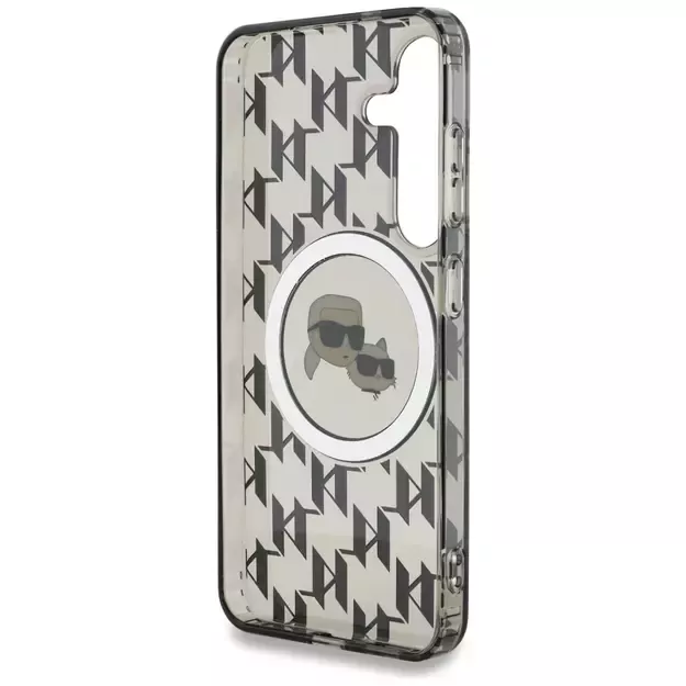 Case Karl Lagerfeld Button Karl&amp Choupette Heads On KL Pattern MagSafe Samsung Galaxy S25 black 6