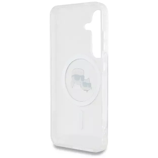 Case Karl Lagerfeld Button Karl &amp  Choupette Heads Printed Logo MagSafe Samsung Galaxy S25 Plus white 6