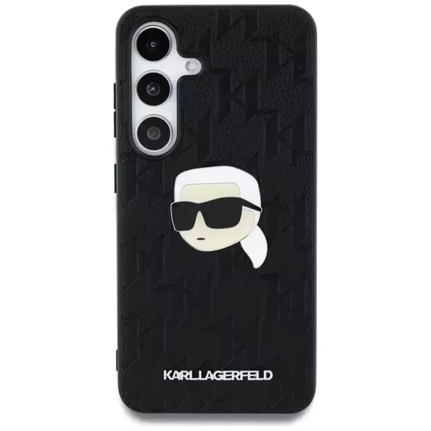 Karl Lagerfeld Leather Monogram Pin Logo Karl Head Samsung Galaxy S25 Case Black 9