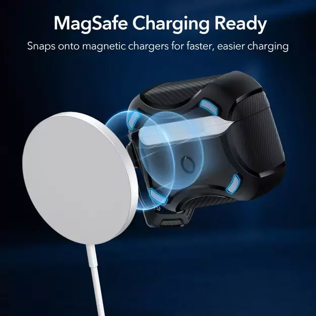 ESR Cyber ​​Armor Halolock Case with MagSafe for Apple AirPods Pro 1/2 - Black 2