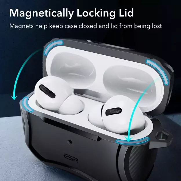 ESR Cyber ​​Armor Halolock Case with MagSafe for Apple AirPods Pro 1/2 - Black 11