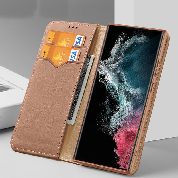 Dux Ducis Hivo case Samsung Galaxy S23+ flip cover wallet stand RFID blocking brown 9
