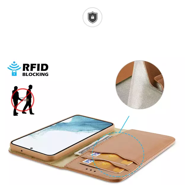 Dux Ducis Hivo case Samsung Galaxy S23+ flip cover wallet stand RFID blocking brown 24