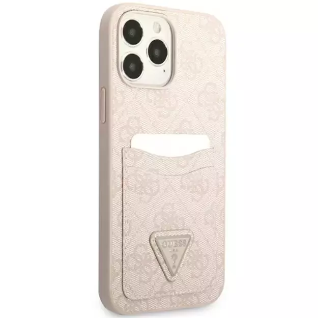 Guess 4G Triangle Logo Cardslot case for iPhone 13 Pro Max - pink 2