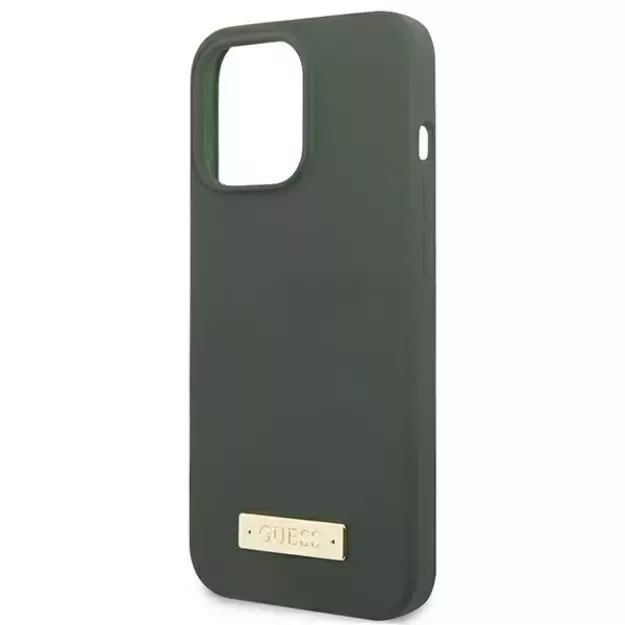 Guess Silicone Logo Plate MagSafe case for iPhone 13 Pro / iPhone 13 - green 12