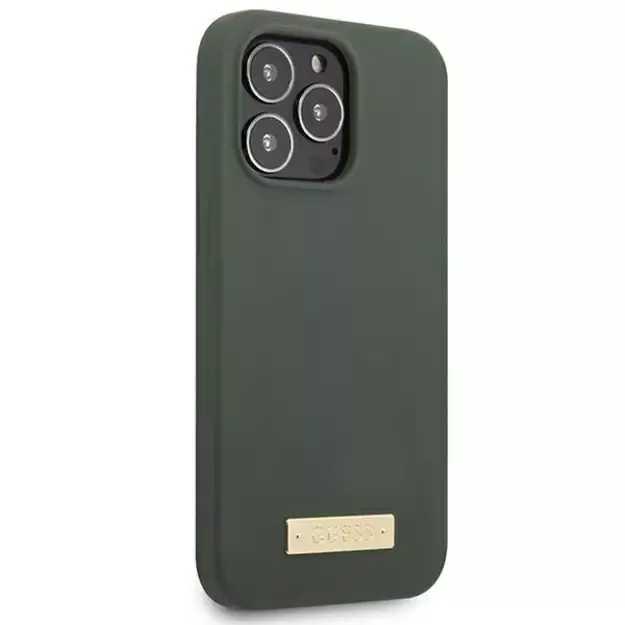 Guess Silicone Logo Plate MagSafe case for iPhone 13 Pro / iPhone 13 - green 10