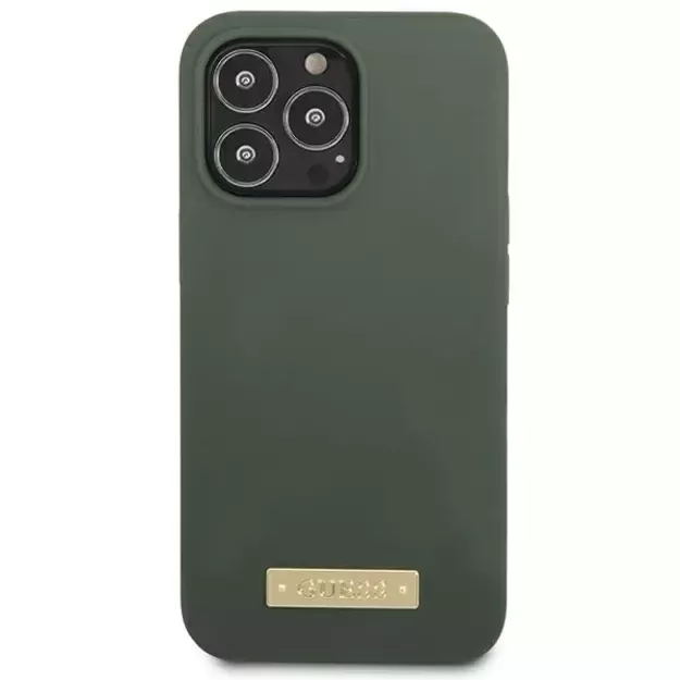 Guess Silicone Logo Plate MagSafe case for iPhone 13 Pro / iPhone 13 - green 9