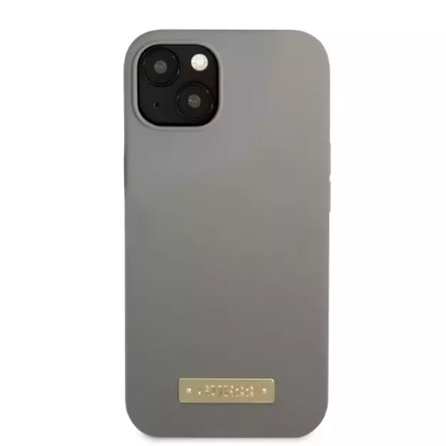 Guess GUHMP13MSPLG iPhone 13 6.1&quot  grey/grey hard case Silicone Logo Plate MagSafe 9