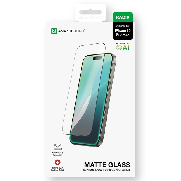 AmazingThing Radix Matte Glass tempered glass for iPhone 16 Pro Max 10