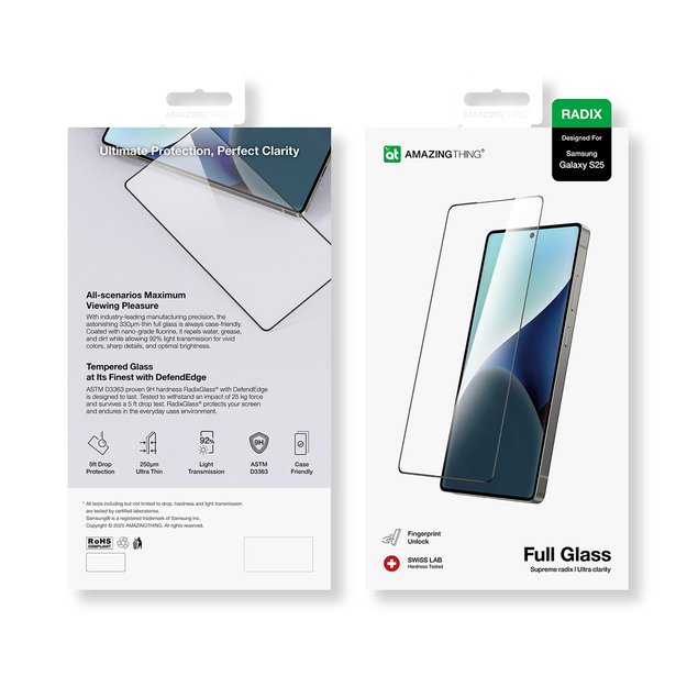 AmazingThing Radix Full Glass Tempered Glass for Samsung Galaxy S25 3