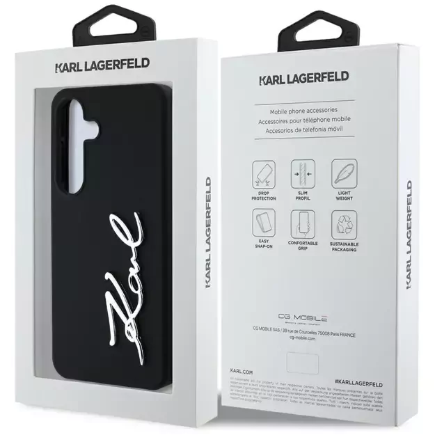 Case Karl Lagerfeld Silicone Metal Signature Logo Samsung Galaxy S25 black 7
