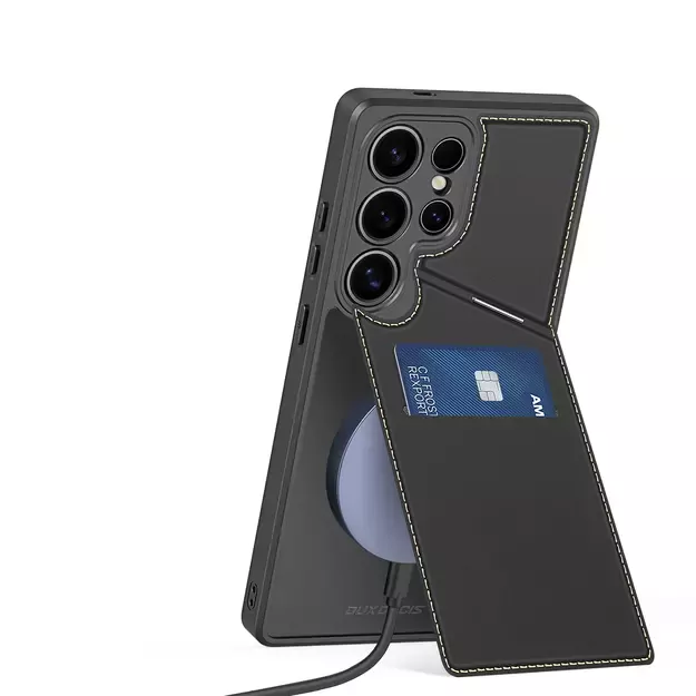 Dux Ducis Rafi II Case for Samsung Galaxy S25 Ultra with Stand and Wallet - Black 22