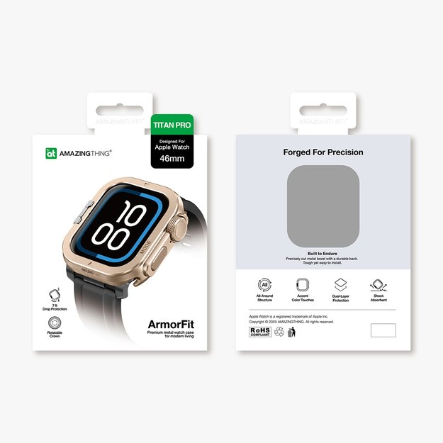 AmazingThing Titan Pro Metal Case for Apple Watch 11 46mm Aluminum - Gold 4