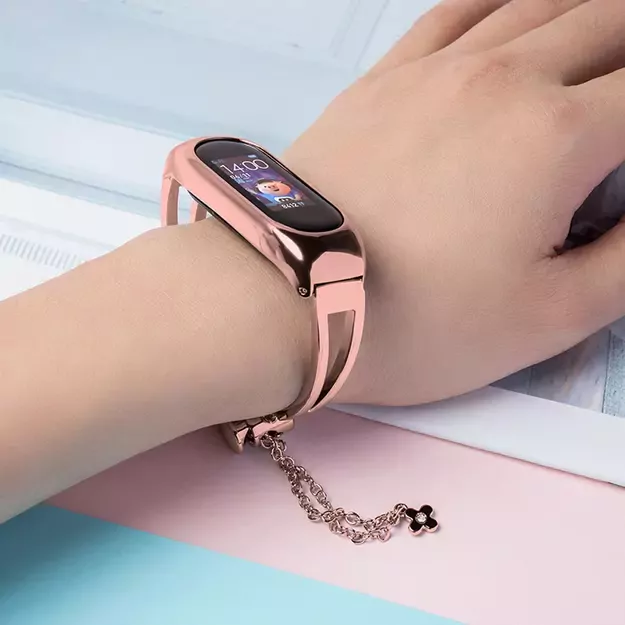 Metal bracelet for Xiaomi Mi Band 3 / 4 / 5 / 6 band strap - pink 1