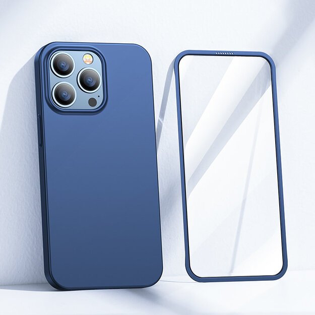 Joyroom 360 Full Case front and back cover for iPhone 13 Pro Max + tempered glass screen protector blue (JR-BP928 blue) 1