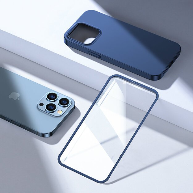 Joyroom 360 Full Case front and back cover for iPhone 13 Pro Max + tempered glass screen protector blue (JR-BP928 blue) 8