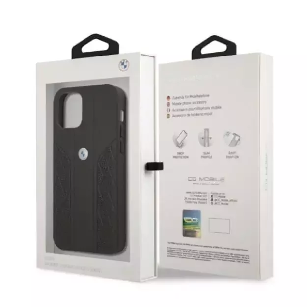 Etui BMW BMHCP12MRSPPK iPhone 12/12 Pro 6,1  czarny/black hardcase Leather Curve Perforate 13