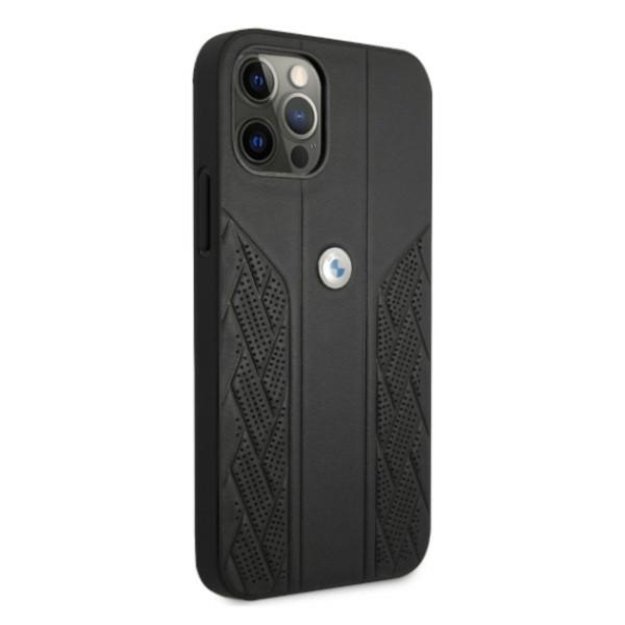 Etui BMW BMHCP12MRSPPK iPhone 12/12 Pro 6,1  czarny/black hardcase Leather Curve Perforate 3