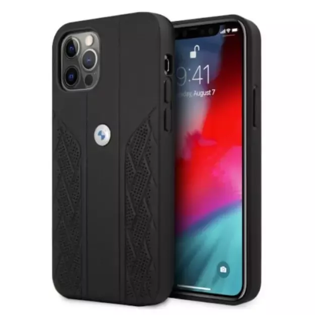 Etui BMW BMHCP12MRSPPK iPhone 12/12 Pro 6,1  czarny/black hardcase Leather Curve Perforate