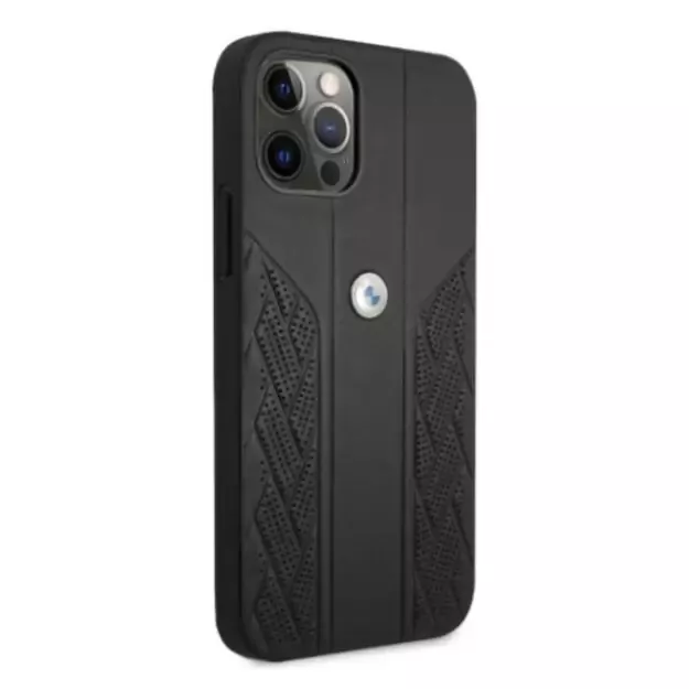 Etui BMW BMHCP12MRSPPK iPhone 12/12 Pro 6,1  czarny/black hardcase Leather Curve Perforate 14