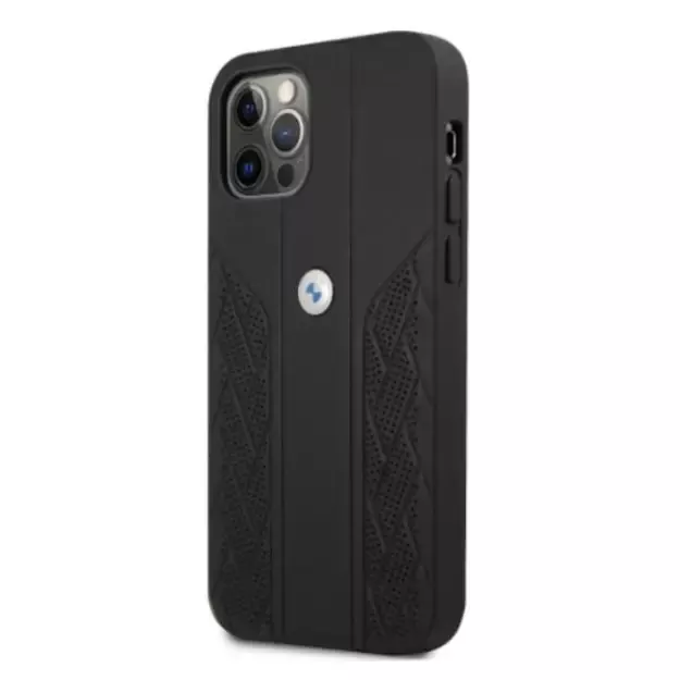 Etui BMW BMHCP12MRSPPK iPhone 12/12 Pro 6,1  czarny/black hardcase Leather Curve Perforate 8