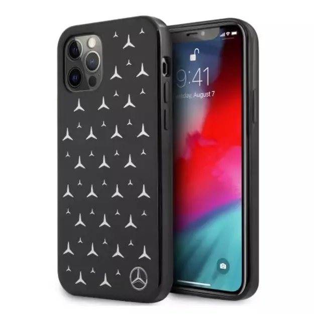 Mercedes MEHCP12LESPBK iPhone 12 Pro Max 6,7  czarny/black hardcase Silver Stars Pattern