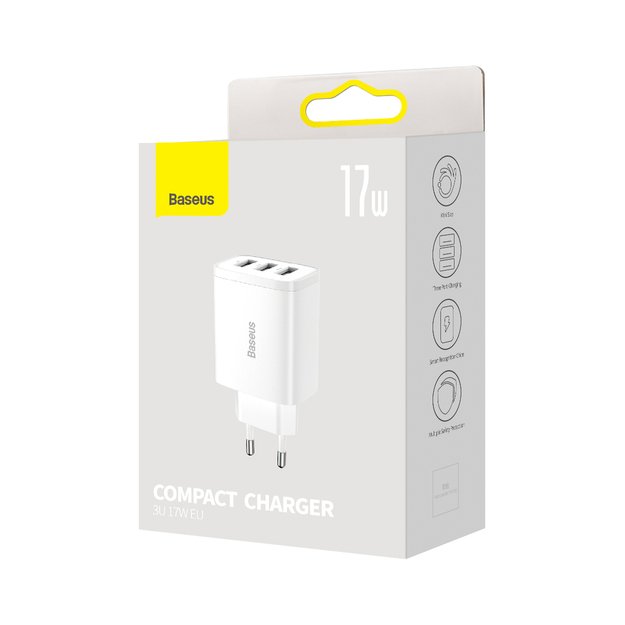 [RETURNED ITEM] Baseus Compact charger 3x USB 17W white (CCXJ020102) 4