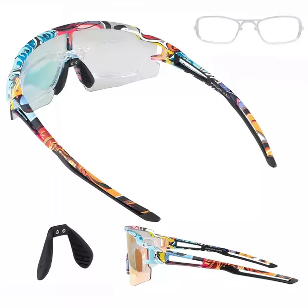 Rockbros Photochromic Cycling Glasses with UV Protection and Corrective Insert - Multicolor 8
