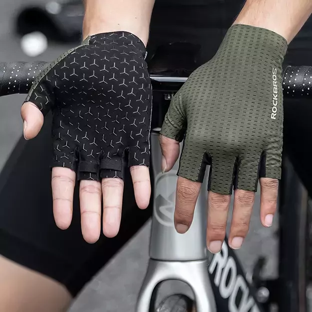 Rockbros Breathable Short Finger Cycling Gloves, Size: S - Green 4