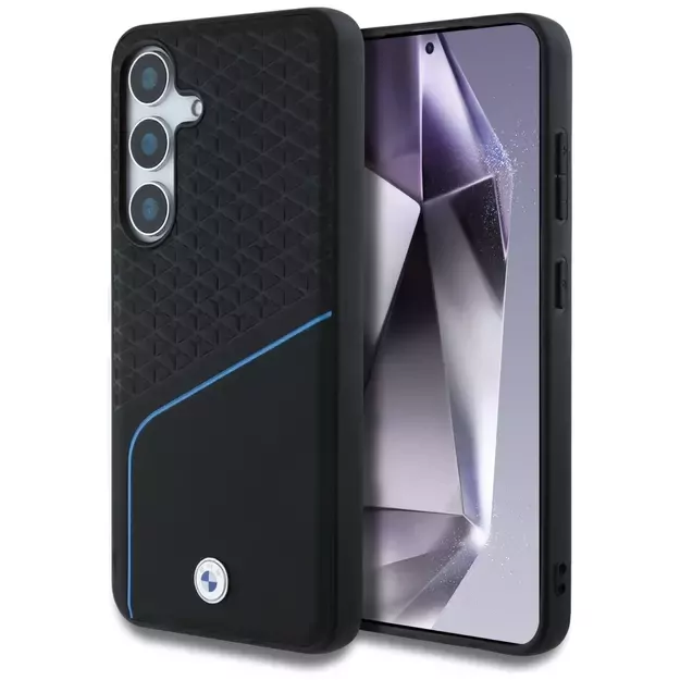 BMW Leather Textured and Smooth MagSafe Case for Samsung Galaxy S25 - Black