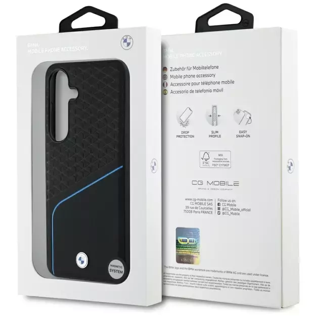 BMW Leather Textured and Smooth MagSafe Case for Samsung Galaxy S25 - Black 14