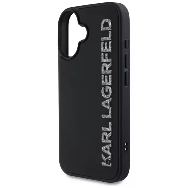 Karl Lagerfeld HC 3D Rubber Elongated Glitter iPhone 16 Case - Black 5
