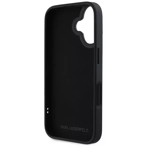 Karl Lagerfeld HC 3D Rubber Elongated Glitter iPhone 16 Case - Black 6