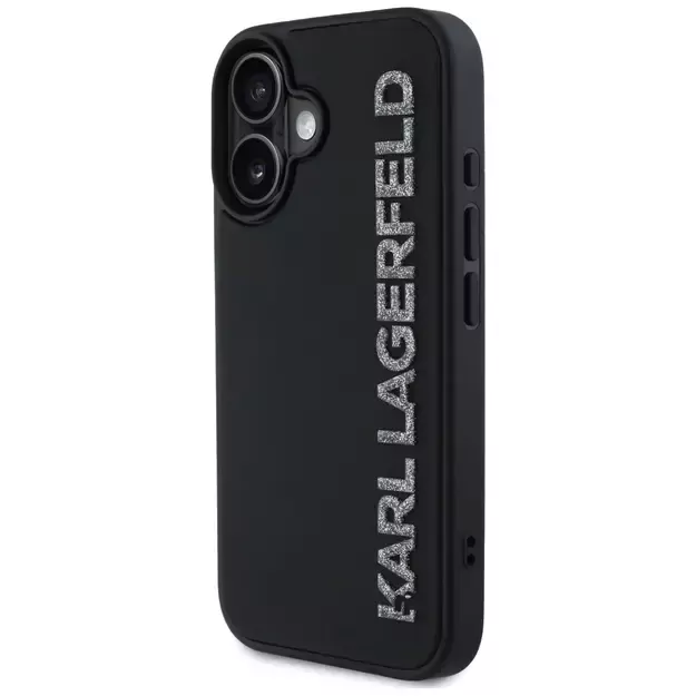 Karl Lagerfeld HC 3D Rubber Elongated Glitter iPhone 16 Case - Black 1