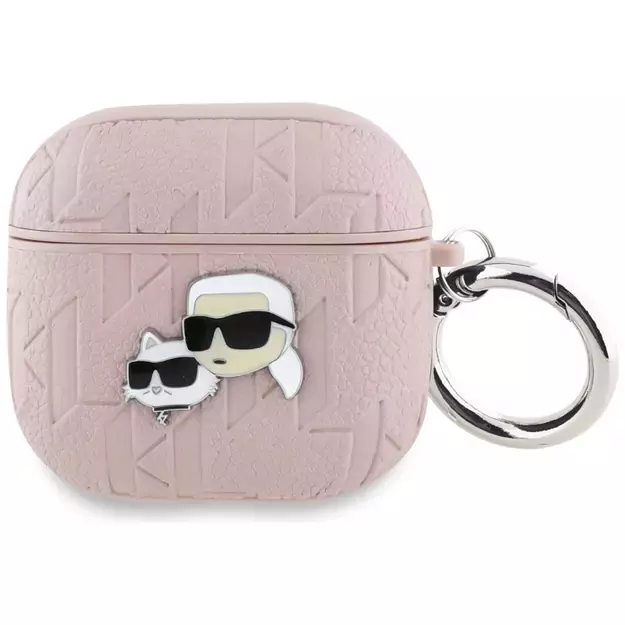 Karl Lagerfeld Monogram Karl &amp  Choupette Head Case for AirPods 4 - Pink