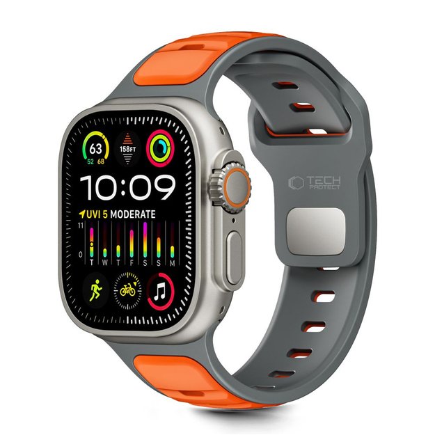 Tech-Protect IconBand Line Strap for Apple Watch 44 / 45 / 46 / 49 mm - Gray-Orange