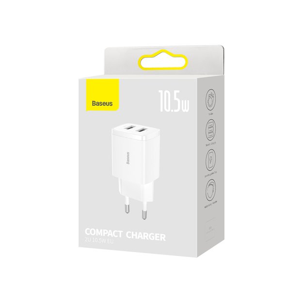 [RETURNED ITEM] Baseus Compact charger 2x USB 10.5W white (CCXJ010202) 4