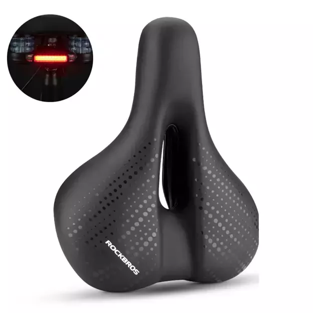 Rockbros 38218916002 MTB bicycle saddle + lamp - black