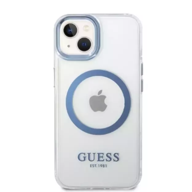 Guess Metal Outline MagSafe case for iPhone 14 Plus - blue 2