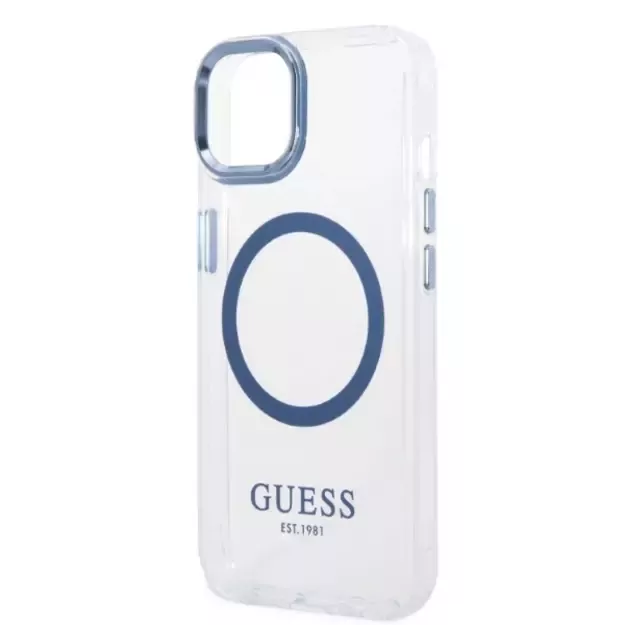 Guess Metal Outline MagSafe case for iPhone 14 Plus - blue 5
