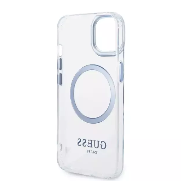 Guess Metal Outline MagSafe case for iPhone 14 Plus - blue 6